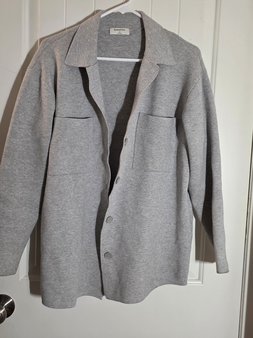 Babaton Light Gray Button-Up Shirt Jacket